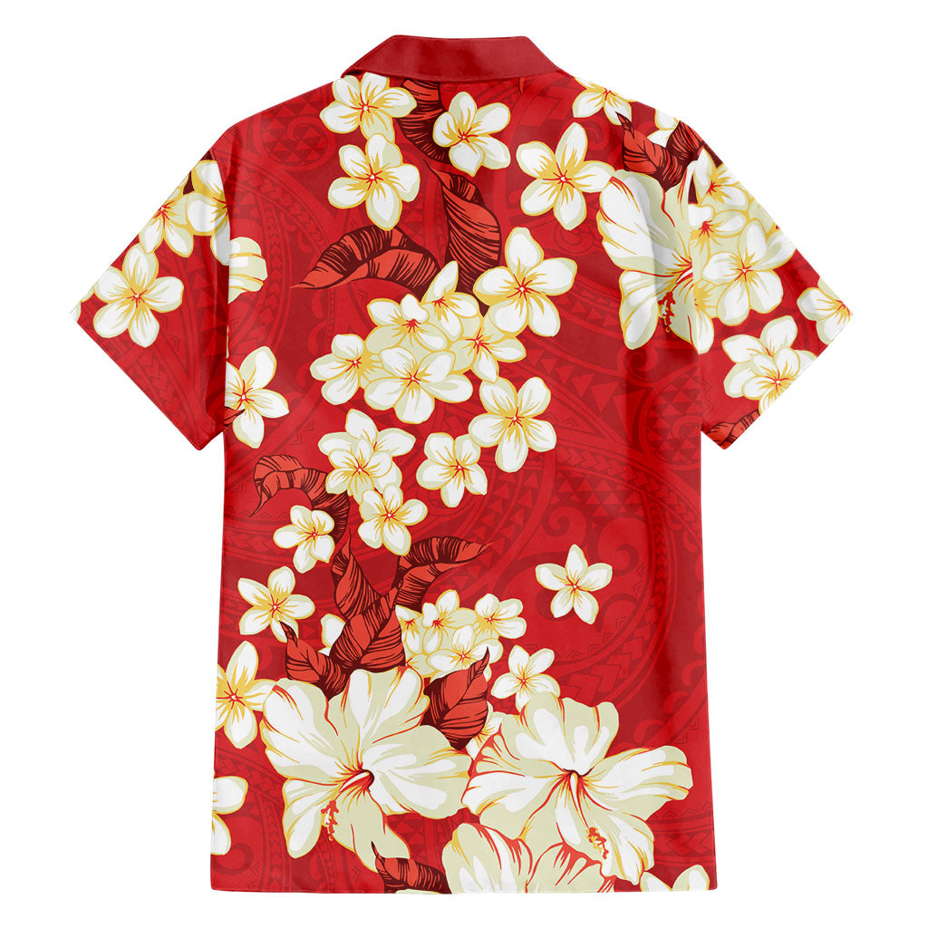 Hawaii Hibiscus Plumeria Red Family Matching Puletasi and Hawaiian Shirt Polynesian Pattern LT01 - Polynesian Pride