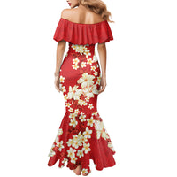 Hawaii Hibiscus Plumeria Red Mermaid Dress Polynesian Pattern LT01 - Polynesian Pride