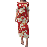 Hawaii Hibiscus Plumeria Red Puletasi Polynesian Pattern LT01 Long Dress Red - Polynesian Pride
