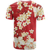 Hawaii Hibiscus Plumeria Red T Shirt Polynesian Pattern