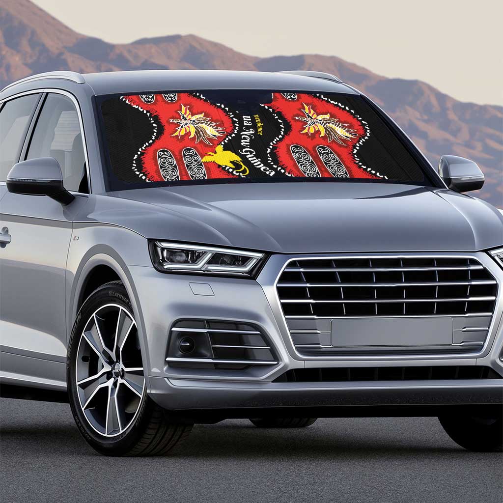 Papua New Guinea 50th Independence Auto Sun Shade PNG Batik Pattern - Polynesian Pride