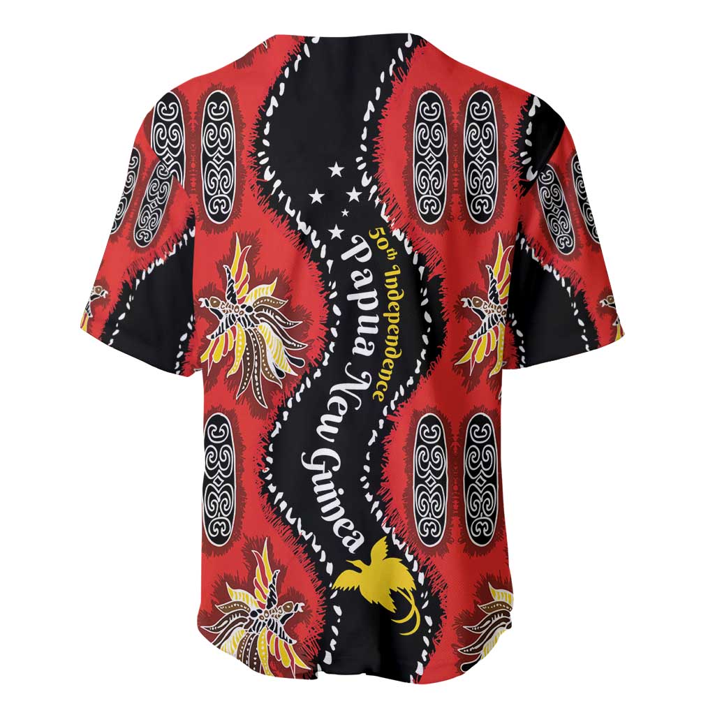 Papua New Guinea 50th Independence Baseball Jersey PNG Batik Pattern - Polynesian Pride