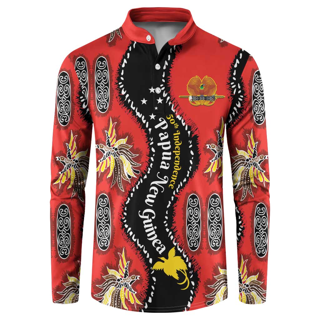 Papua New Guinea 50th Independence Button Sweatshirt PNG Batik Pattern - Polynesian Pride