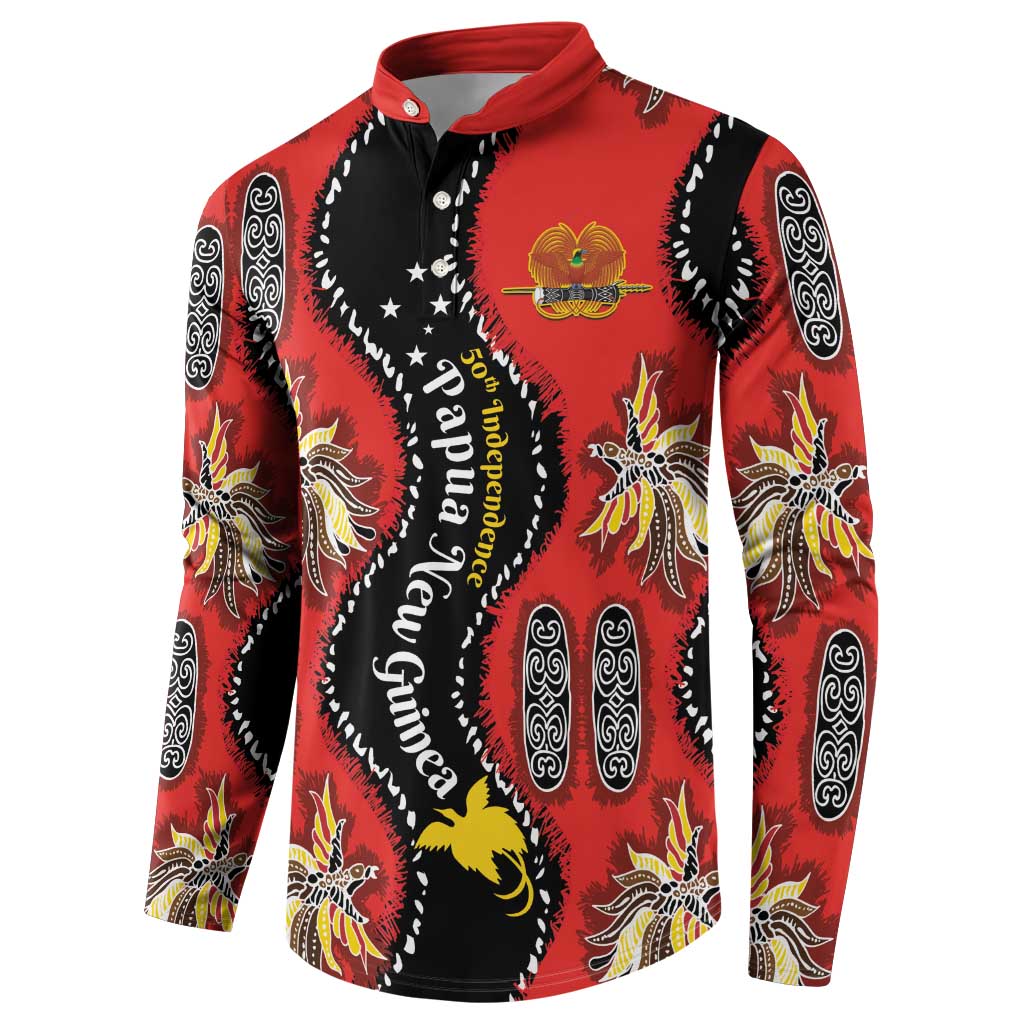 Papua New Guinea 50th Independence Button Sweatshirt PNG Batik Pattern - Polynesian Pride