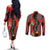 Papua New Guinea 50th Independence Couples Matching Off The Shoulder Long Sleeve Dress and Long Sleeve Button Shirt PNG Batik Pattern - Polynesian Pride