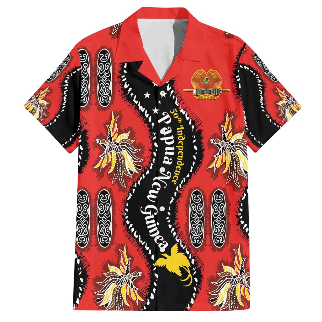 Papua New Guinea 50th Independence Family Matching Off Shoulder Short Dress and Hawaiian Shirt PNG Batik Pattern - Polynesian Pride