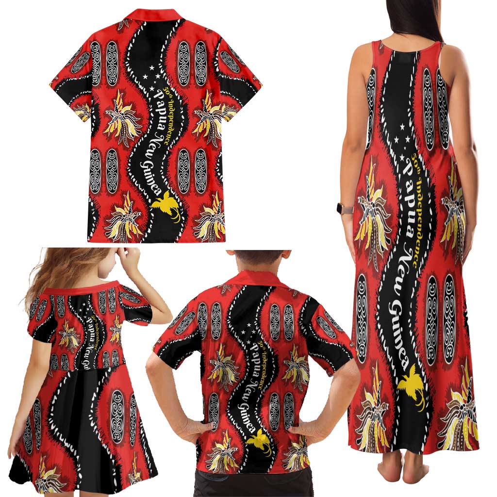 Papua New Guinea 50th Independence Family Matching Tank Maxi Dress and Hawaiian Shirt PNG Batik Pattern - Polynesian Pride
