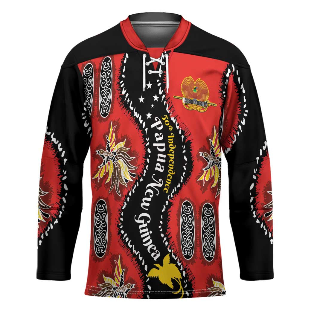 Papua New Guinea 50th Independence Hockey Jersey PNG Batik Pattern - Polynesian Pride