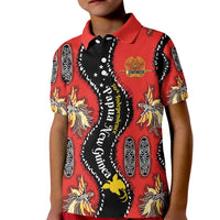 Papua New Guinea 50th Independence Kid Polo Shirt PNG Batik Pattern - Polynesian Pride