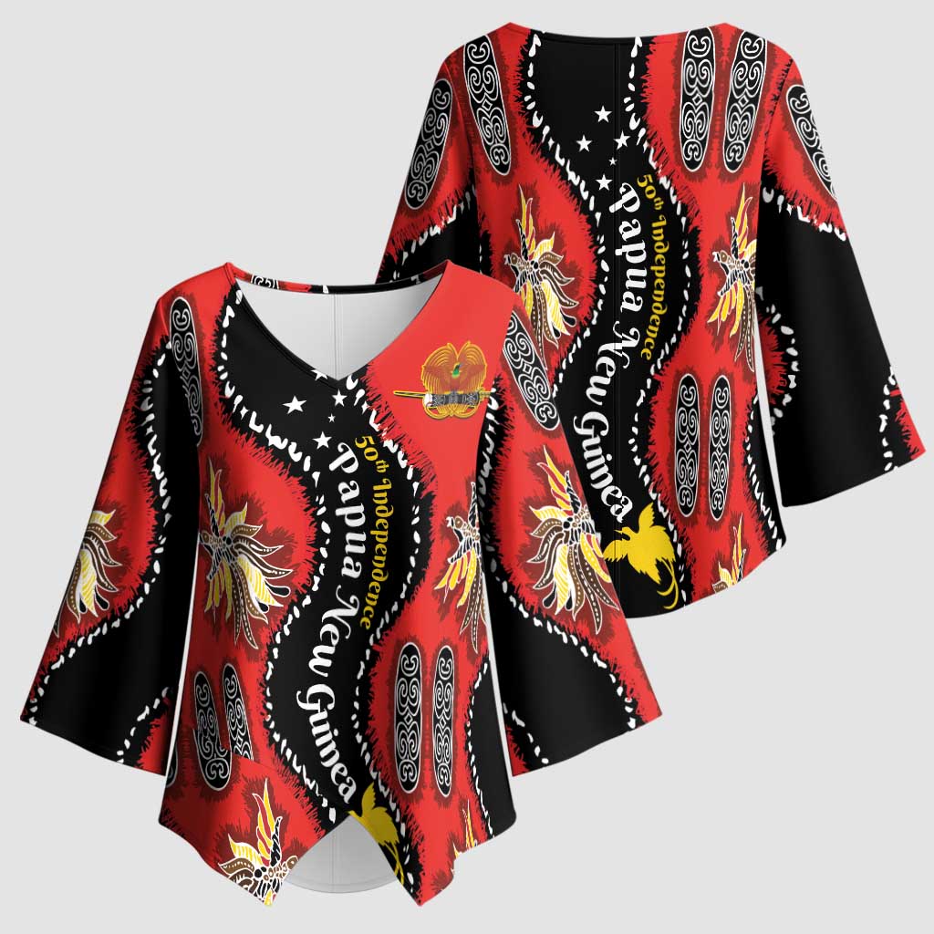 Papua New Guinea 50th Independence Kimono Sleeve Blouse PNG Batik Pattern - Polynesian Pride