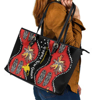 Papua New Guinea 50th Independence Leather Tote Bag PNG Batik Pattern - Polynesian Pride