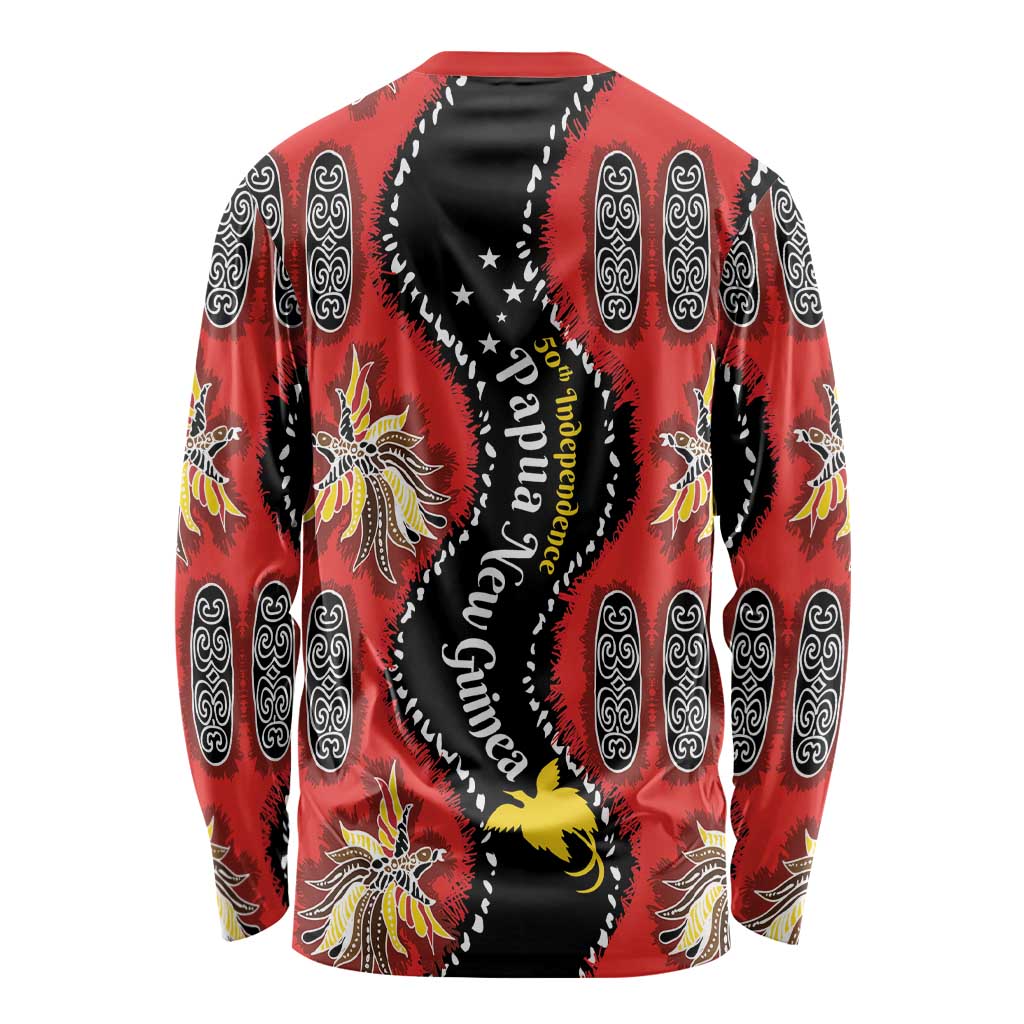Papua New Guinea 50th Independence Long Sleeve Shirt PNG Batik Pattern - Polynesian Pride