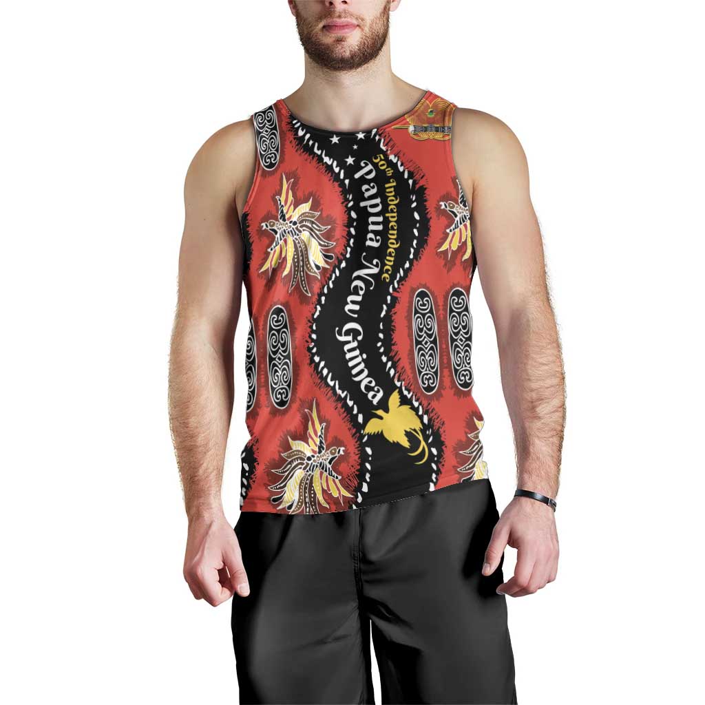 Papua New Guinea 50th Independence Men Tank Top PNG Batik Pattern - Polynesian Pride