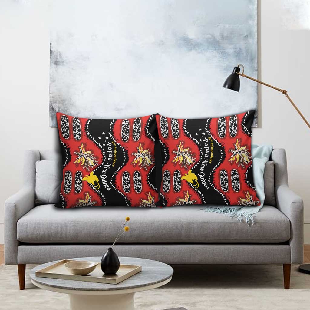 Papua New Guinea 50th Independence Pillow Cover PNG Batik Pattern - Polynesian Pride