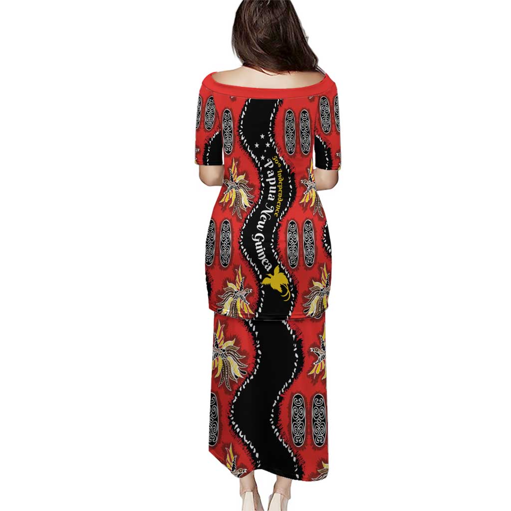 Papua New Guinea 50th Independence Puletasi PNG Batik Pattern - Polynesian Pride