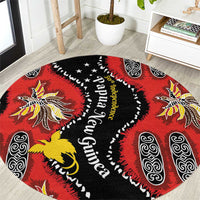 Papua New Guinea 50th Independence Round Carpet PNG Batik Pattern - Polynesian Pride
