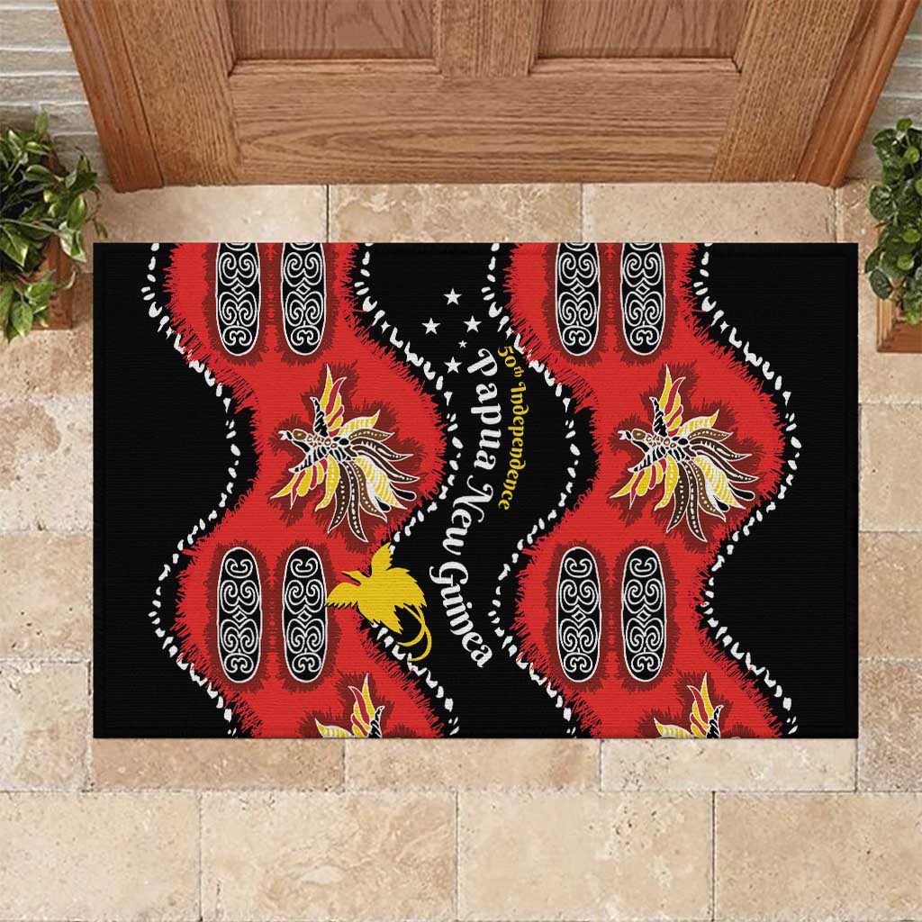 Papua New Guinea 50th Independence Rubber Doormat PNG Batik Pattern - Polynesian Pride
