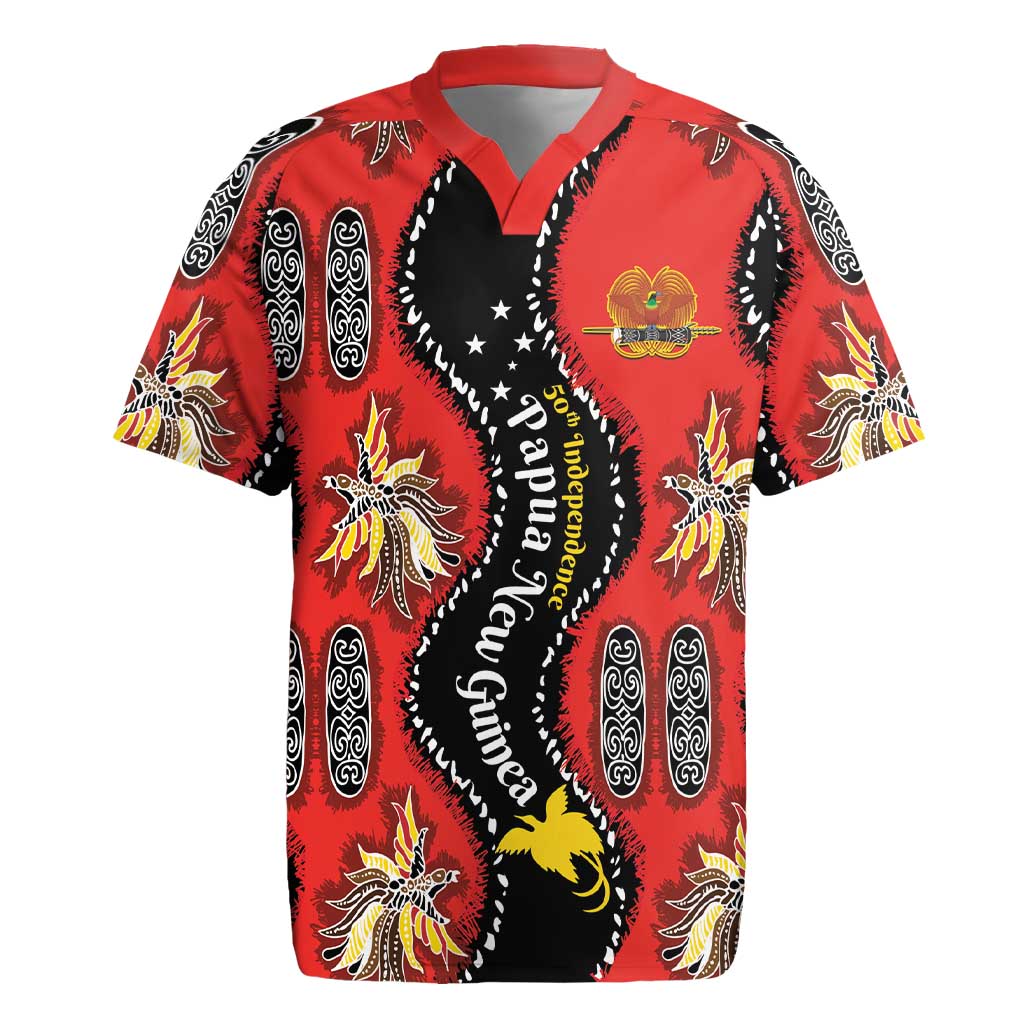 Papua New Guinea 50th Independence Rugby Jersey PNG Batik Pattern - Polynesian Pride