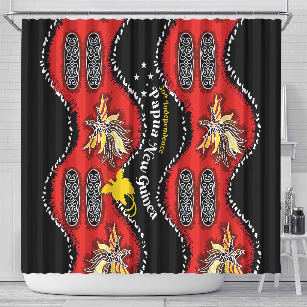 Papua New Guinea 50th Independence Shower Curtain PNG Batik Pattern - Polynesian Pride
