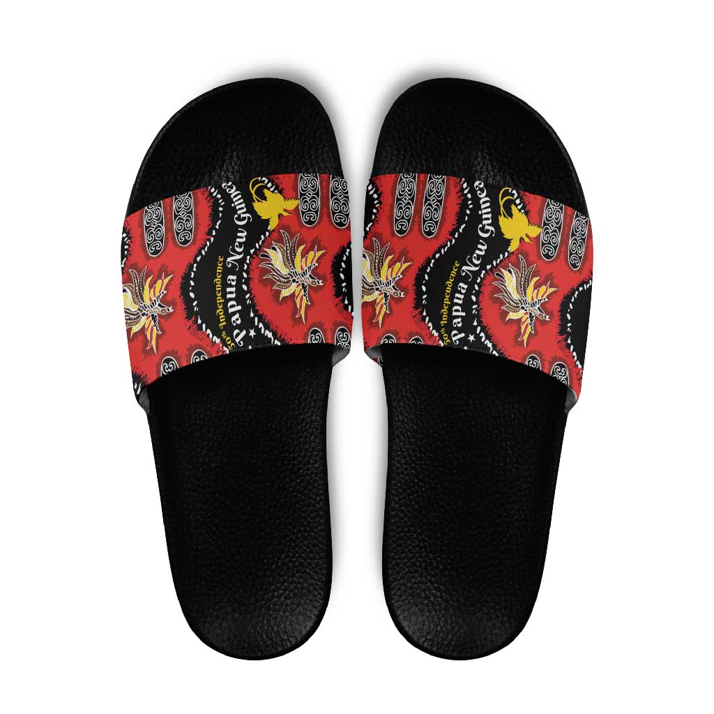 Papua New Guinea 50th Independence Slide Sandals PNG Batik Pattern - Polynesian Pride