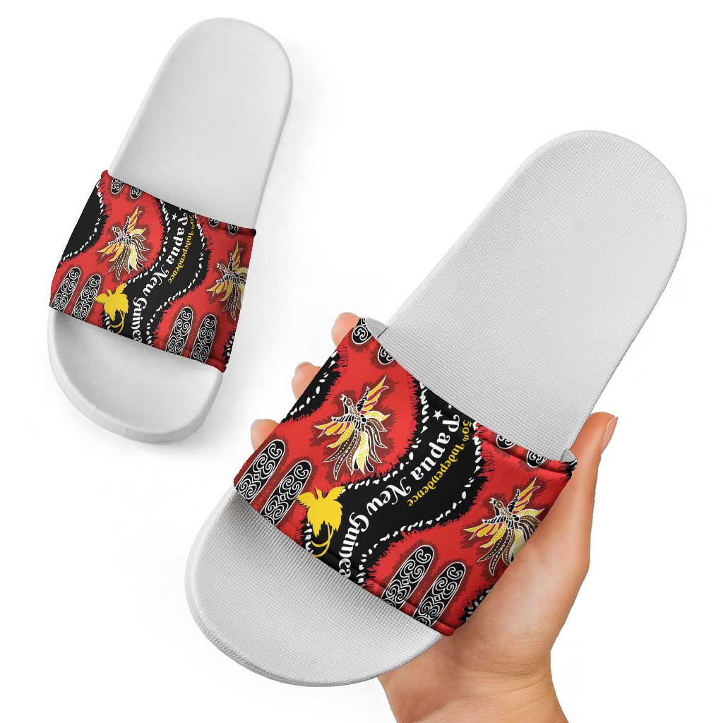 Papua New Guinea 50th Independence Slide Sandals PNG Batik Pattern - Polynesian Pride