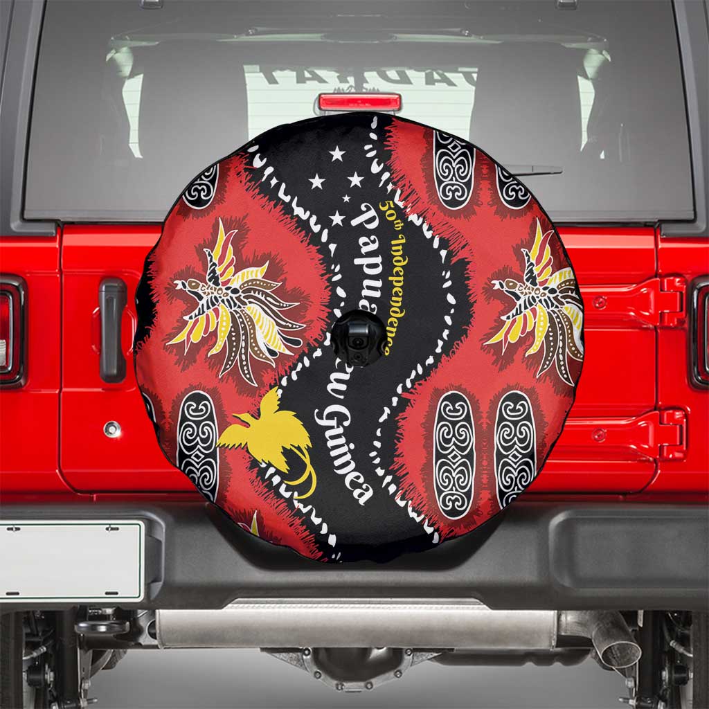 Papua New Guinea 50th Independence Spare Tire Cover PNG Batik Pattern - Polynesian Pride