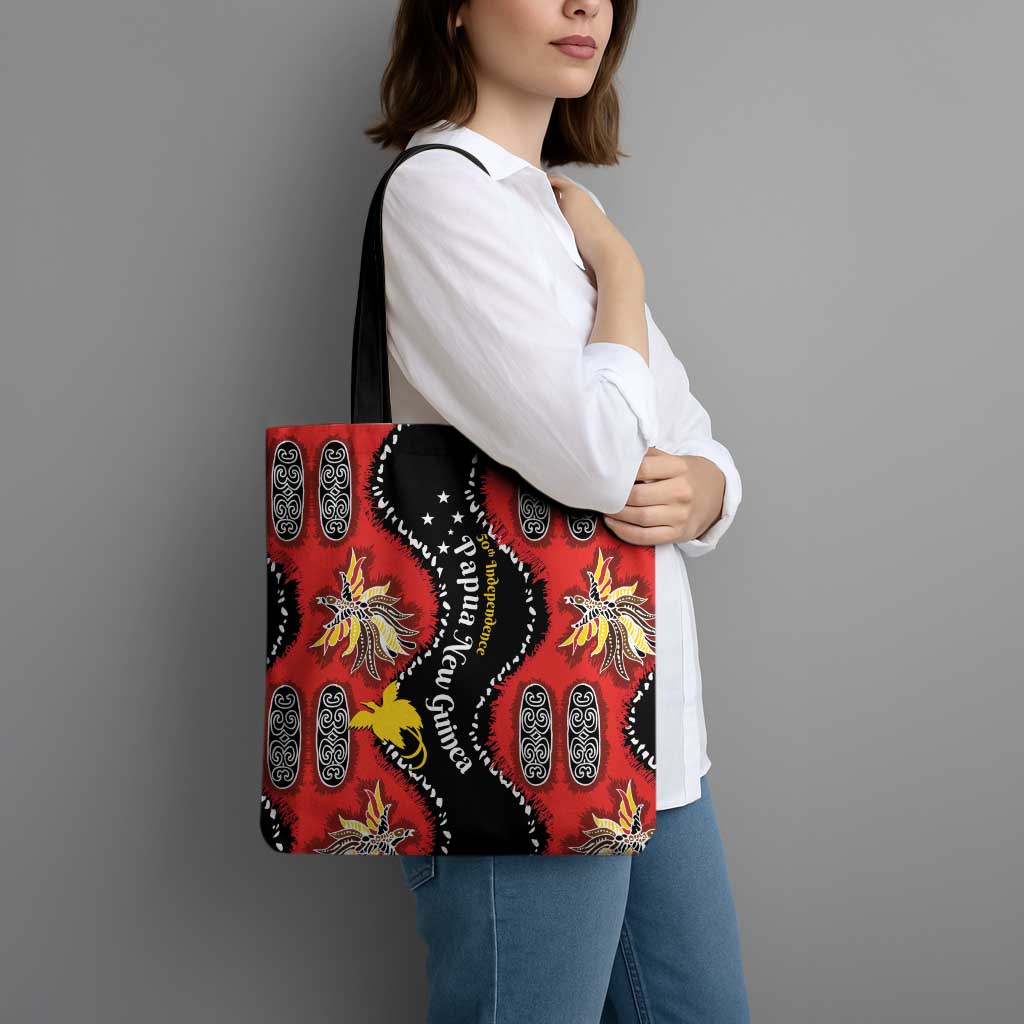 Papua New Guinea 50th Independence Tote Bag PNG Batik Pattern - Polynesian Pride