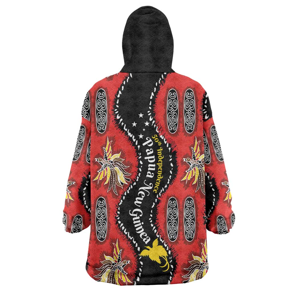 Papua New Guinea 50th Independence Wearable Blanket Hoodie PNG Batik Pattern - Polynesian Pride
