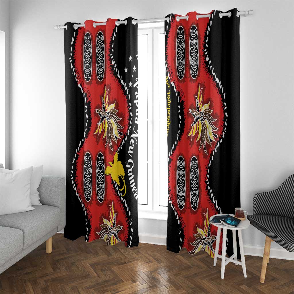 Papua New Guinea 50th Independence Window Curtain PNG Batik Pattern - Polynesian Pride