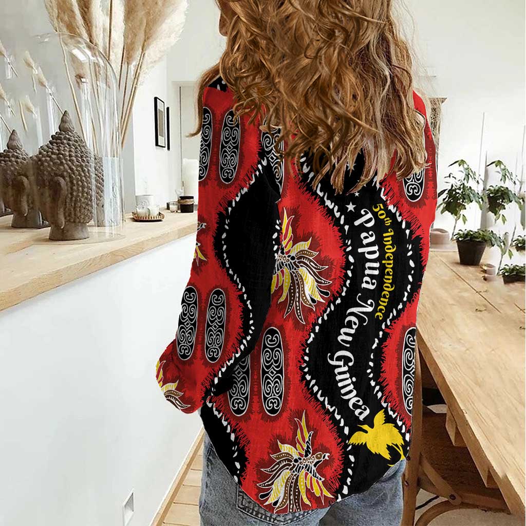 Papua New Guinea 50th Independence Women Casual Shirt PNG Batik Pattern - Polynesian Pride