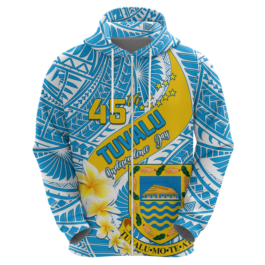 Personalised Tuvalu Independence Day Hoodie Plumeria 45th Anniversary LT01 - Polynesian Pride