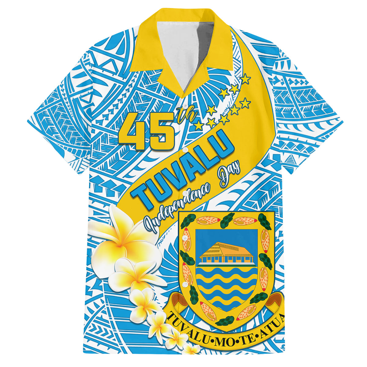 personalised-tuvalu-independence-day-kid-hawaiian-shirt-plumeria-45th-anniversary