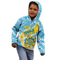 Personalised Tuvalu Independence Day Kid Hoodie Plumeria 45th Anniversary LT01 - Polynesian Pride