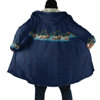 Hawaii Santa Riding Sea Turtle Cloak Mele Kalikimaka Polynesian Pattern - Polynesian Pride