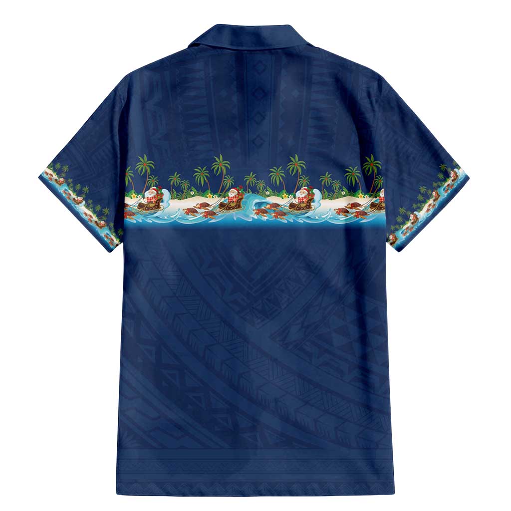 Hawaii Santa Riding Sea Turtle Family Matching Mermaid Dress and Hawaiian Shirt Mele Kalikimaka Polynesian Pattern - Polynesian Pride