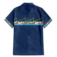 Hawaii Santa Riding Sea Turtle Family Matching Mermaid Dress and Hawaiian Shirt Mele Kalikimaka Polynesian Pattern - Polynesian Pride