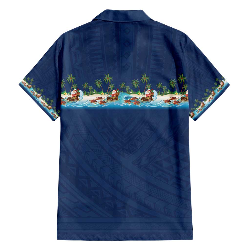 Hawaii Santa Riding Sea Turtle Family Matching Tank Maxi Dress and Hawaiian Shirt Mele Kalikimaka Polynesian Pattern - Polynesian Pride