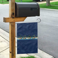 Hawaii Santa Riding Sea Turtle Garden Flag Mele Kalikimaka Polynesian Pattern - Polynesian Pride