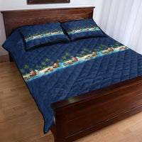 Hawaii Santa Riding Sea Turtle Quilt Bed Set Mele Kalikimaka Polynesian Pattern - Polynesian Pride