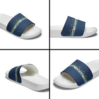 Hawaii Santa Riding Sea Turtle Slide Sandals Mele Kalikimaka Polynesian Pattern - Polynesian Pride