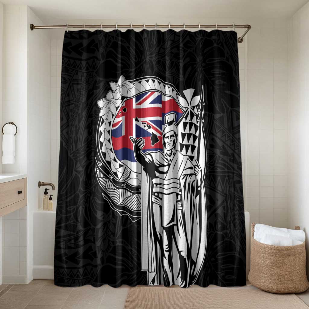 Hawaii King Kamehameha Bathroom Set Flag Polynesian Pattern LT01 Shower Curtain Only Black - Polynesian Pride