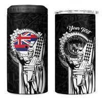 Personalized Hawaii King Kamehameha 4 in 1 Can Cooler Tumbler Flag Polynesian Pattern