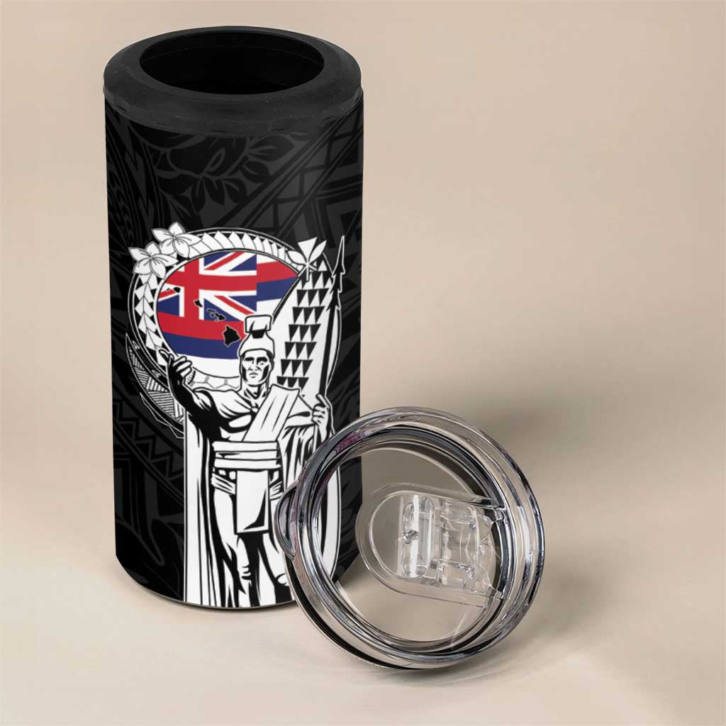 Personalized Hawaii King Kamehameha 4 in 1 Can Cooler Tumbler Flag Polynesian Pattern