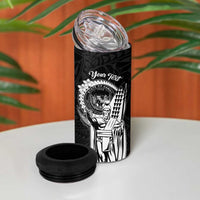 Personalized Hawaii King Kamehameha 4 in 1 Can Cooler Tumbler Flag Polynesian Pattern