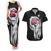 Personalized Hawaii King Kamehameha Couples Matching Tank Maxi Dress and Hawaiian Shirt Flag Polynesian Pattern
