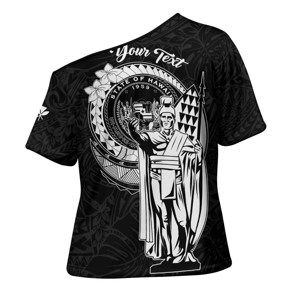 Personalized Hawaii King Kamehameha Cross Shoulder Shirt Flag Polynesian Pattern
