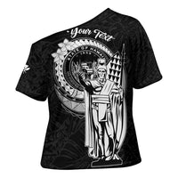 Personalized Hawaii King Kamehameha Cross Shoulder Shirt Flag Polynesian Pattern