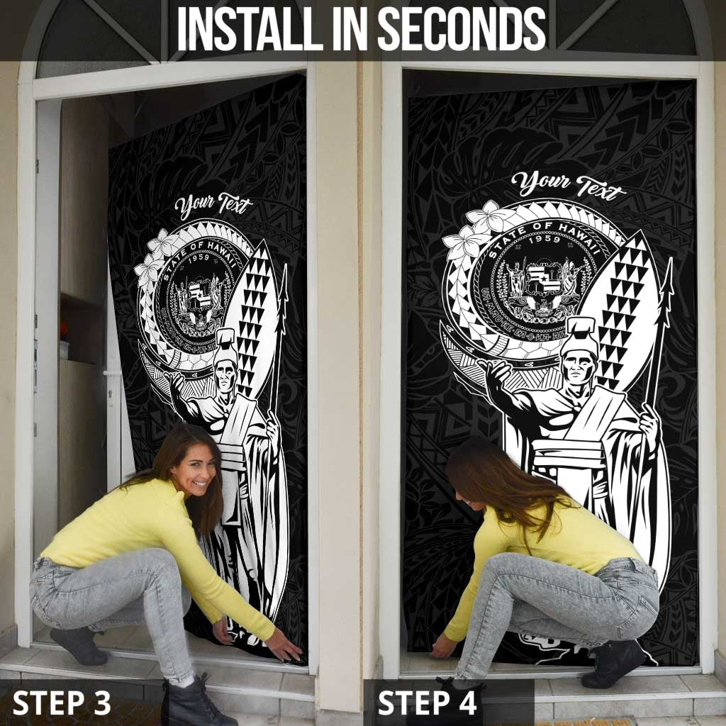 Personalized Hawaii King Kamehameha Door Cover Flag Polynesian Pattern