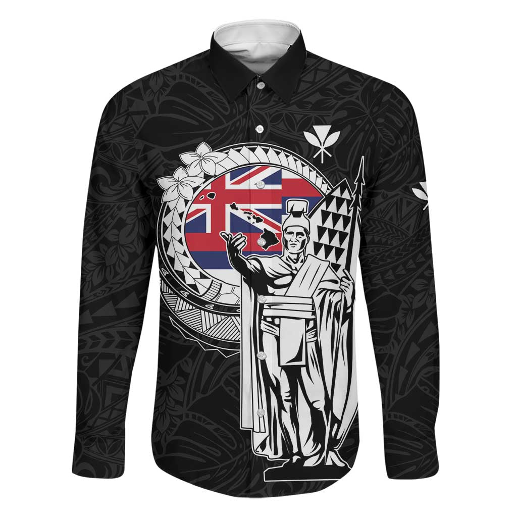 Personalized Hawaii King Kamehameha Family Matching Short Sleeve Bodycon Dress and Hawaiian Shirt Flag Polynesian Pattern LT01 Dad's Shirt - Long Sleeve Black - Polynesian Pride