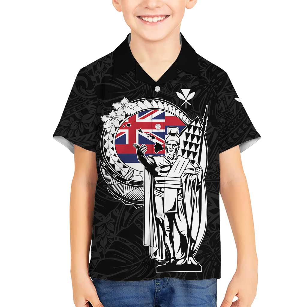 Personalized Hawaii King Kamehameha Family Matching Summer Maxi Dress and Hawaiian Shirt Flag Polynesian Pattern LT01 Son's Shirt Black - Polynesian Pride